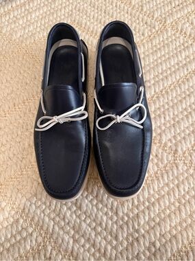Ferragamo boat shoes navy blue